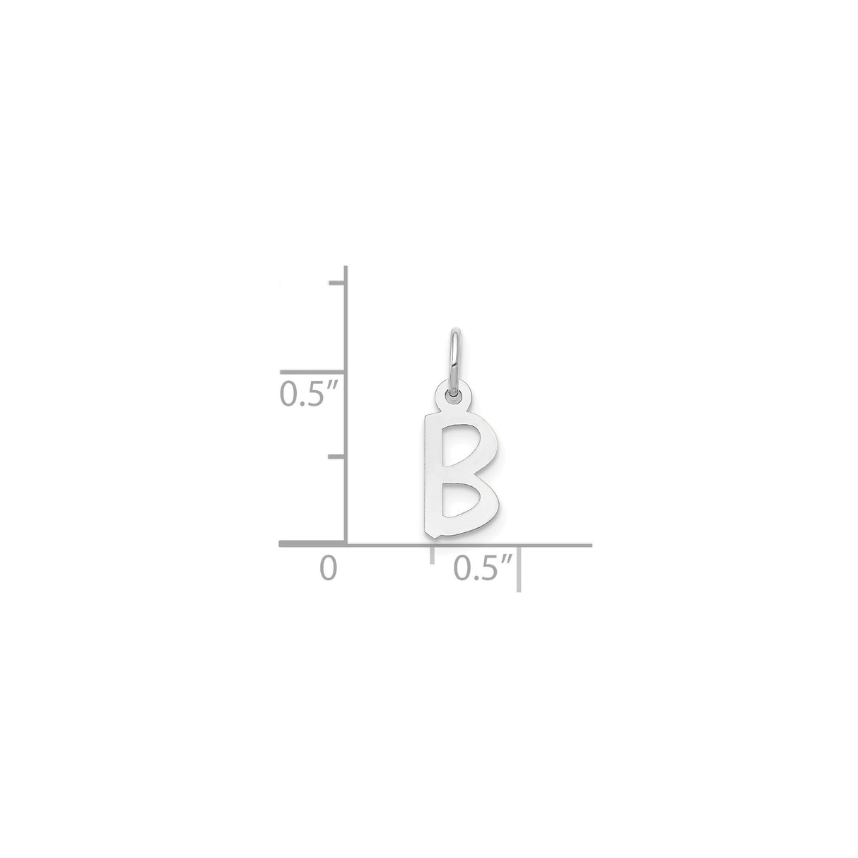 14k White Gold Letter B Pendant Charm, Polished Alphabet Jewelry for Women or Unisex