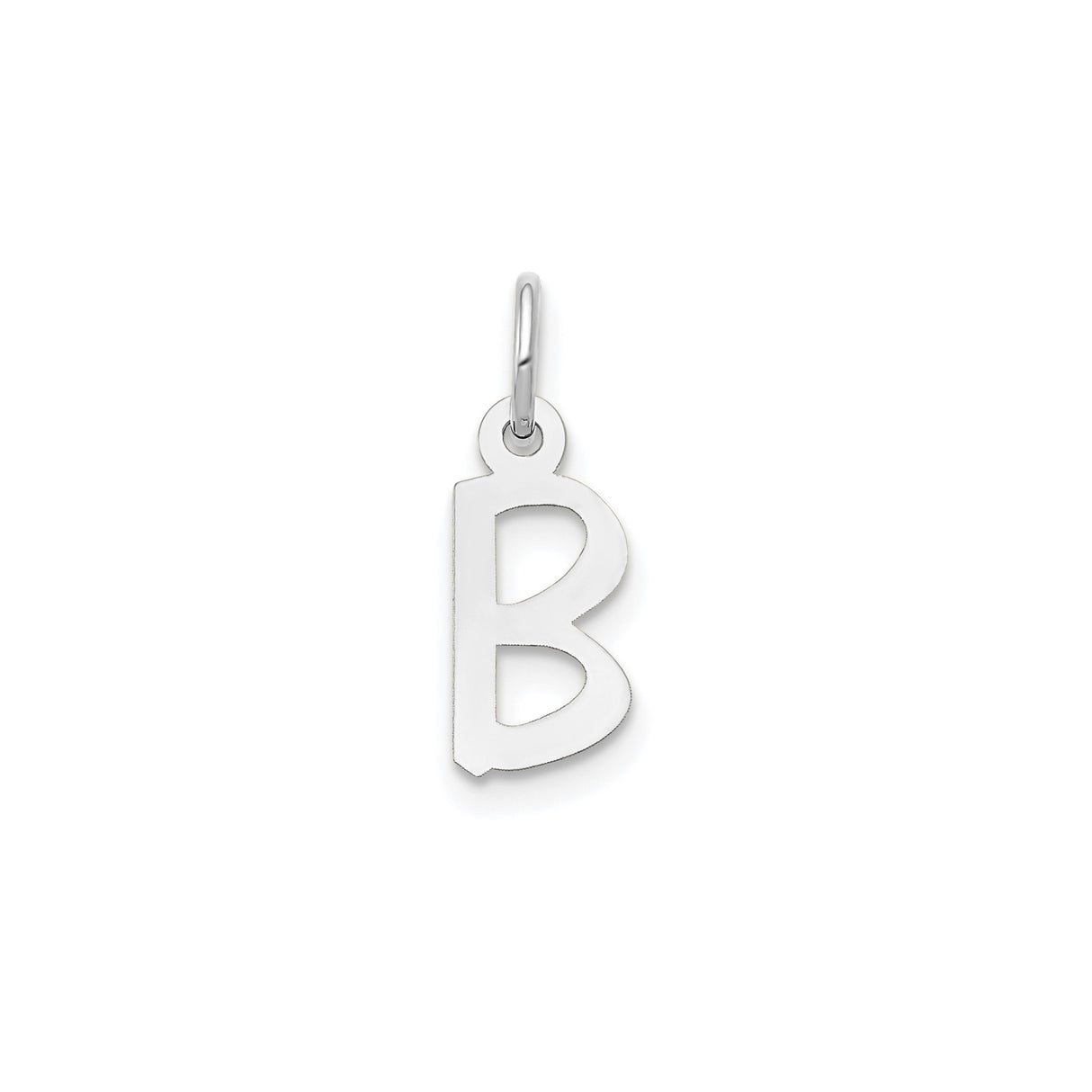 14k White Gold Letter B Pendant Charm, Polished Alphabet Jewelry for Women or Unisex