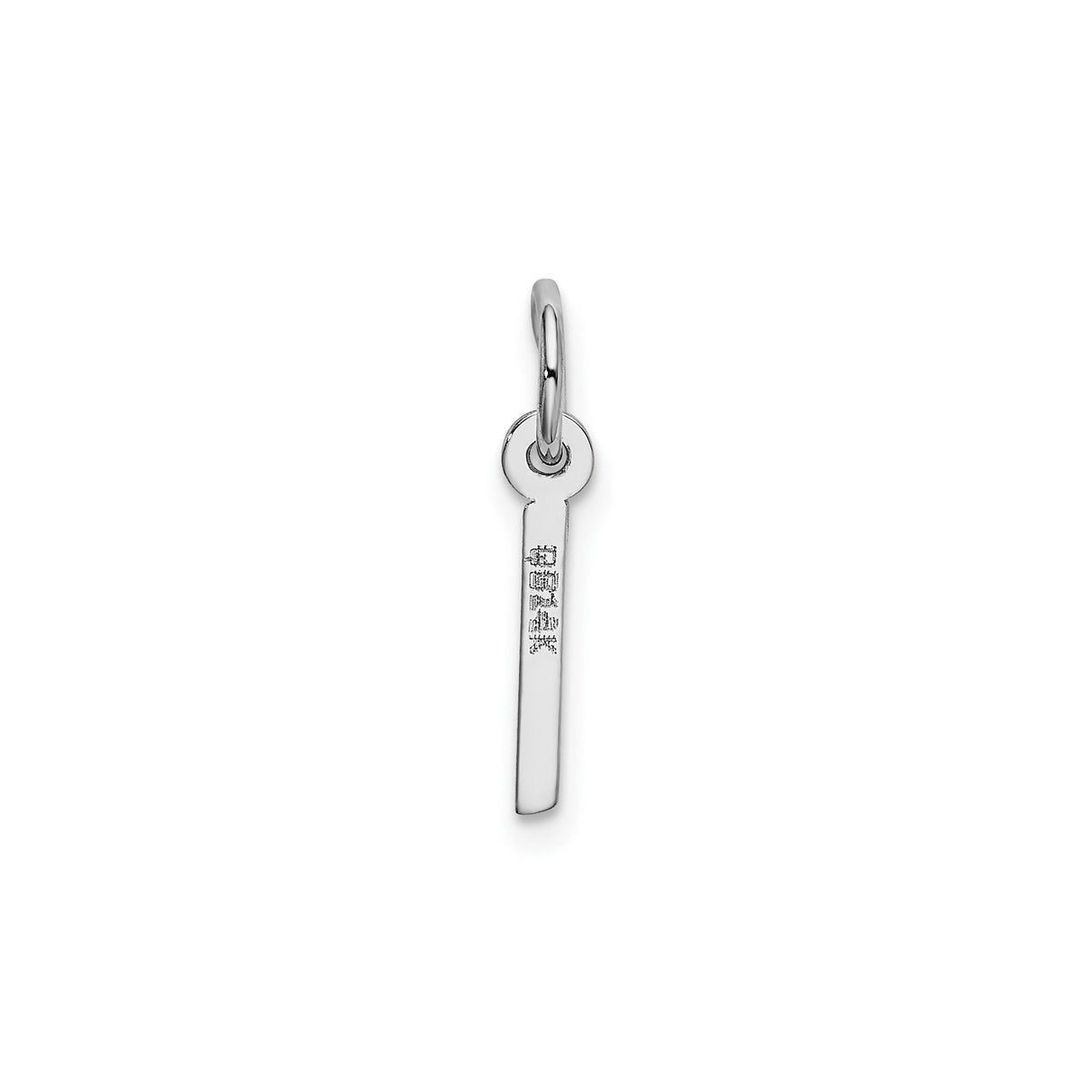 14k White Gold Vertical Bar Pendant, Modern Minimalist Polished Design for Women