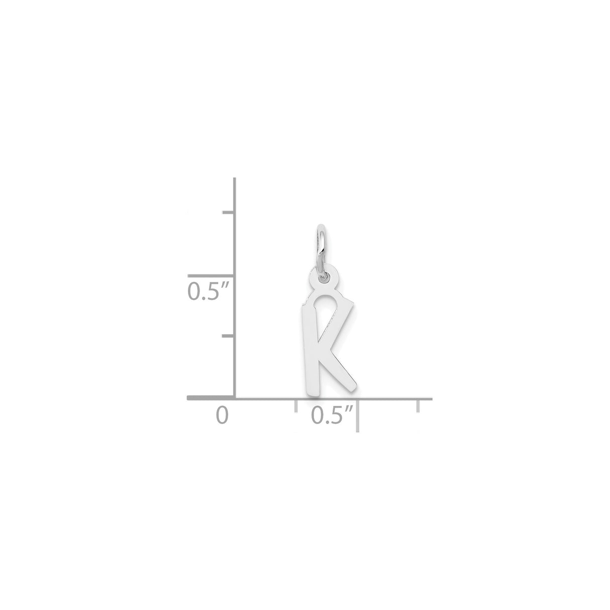 14k White Gold Initial R Pendant Charm with Modern Cutout Design