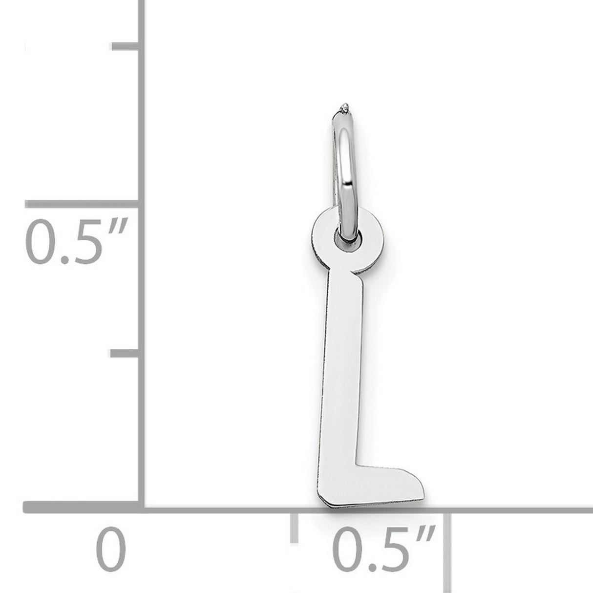 Small Slanted Block Initial L Char Charm Pendant in Real 14k White Gold