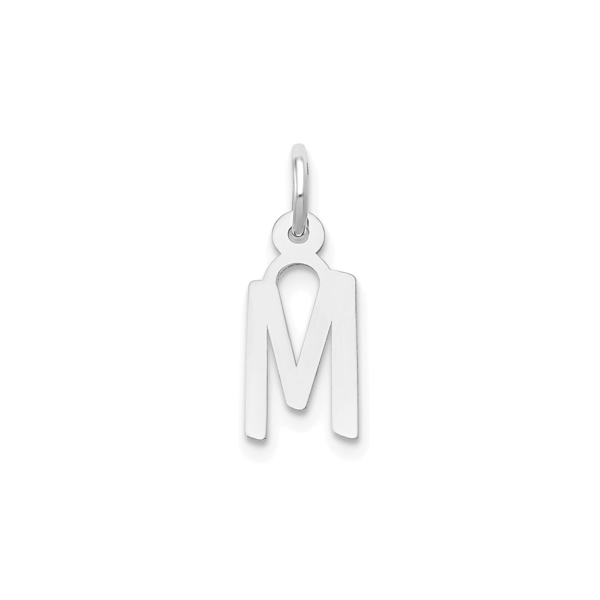 14k White Gold Marian Pendant with M Cross Symbol, Catholic Virgin Mary Charm