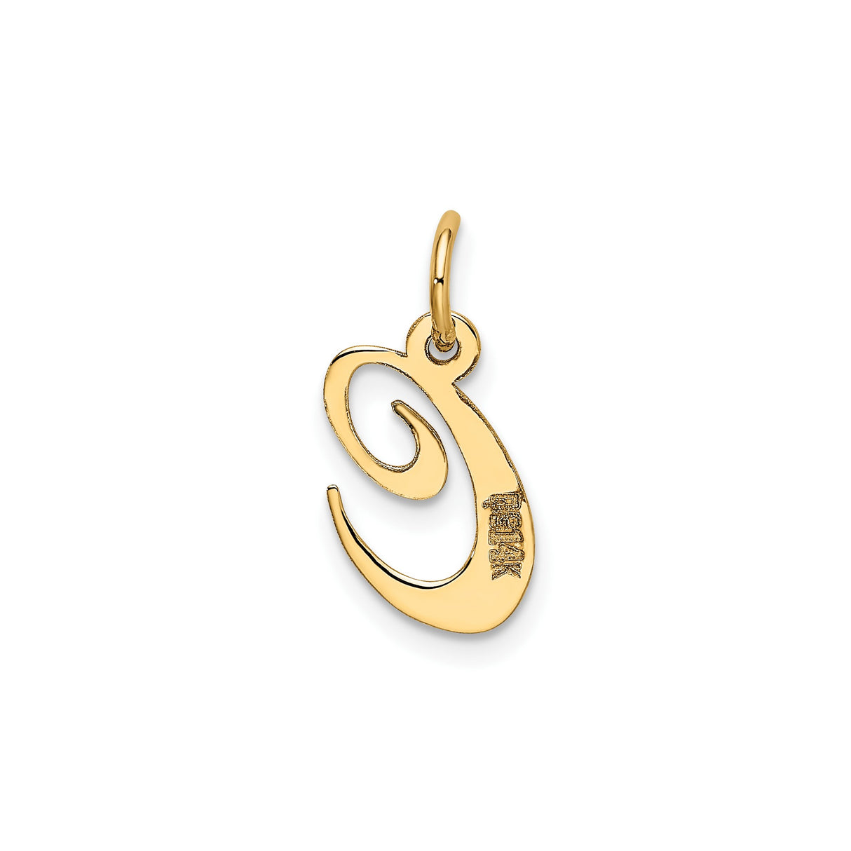 14k Yellow Gold Script Initial Pendant Charm, Uppercase Letter C, Cursive Monogram Jewelry for Women