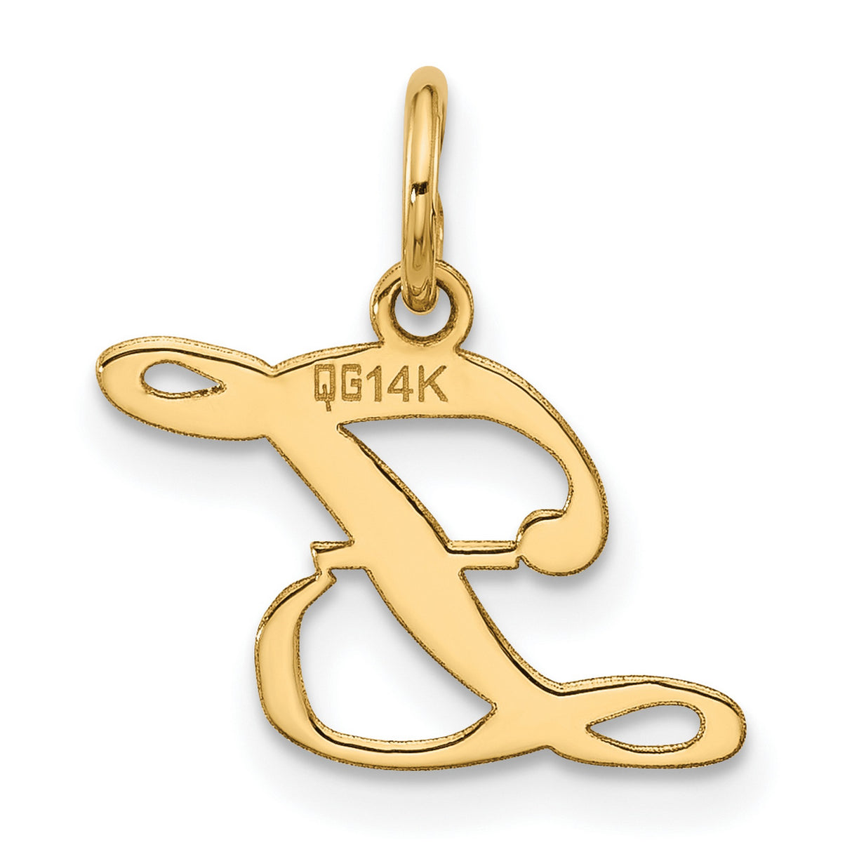 Small Fancy Script Letter Z Initial Charm Pendant in Real 14k Yellow Gold