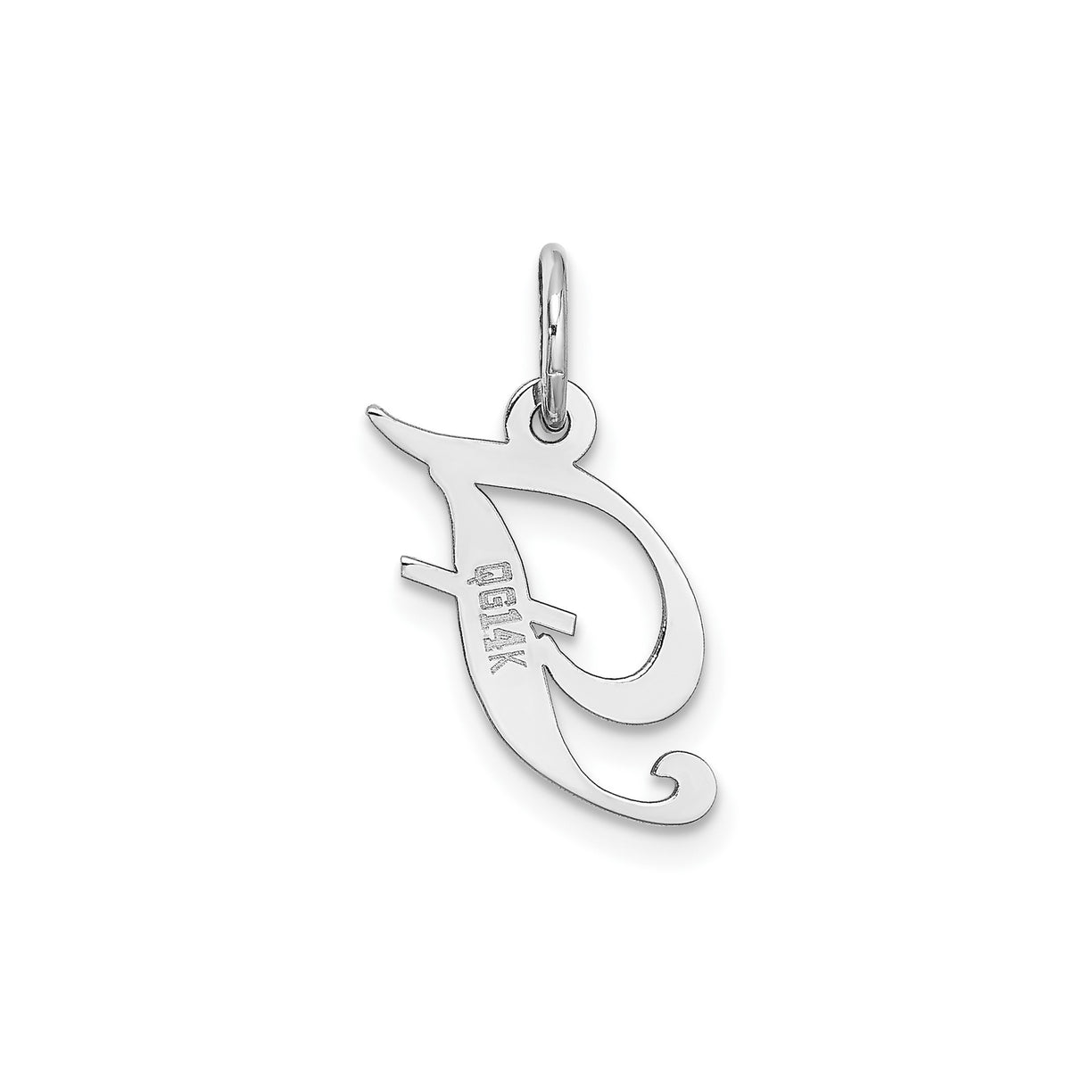 14k White Gold Script Initial F Pendant, Cursive Letter Charm for Necklace or Bracelet