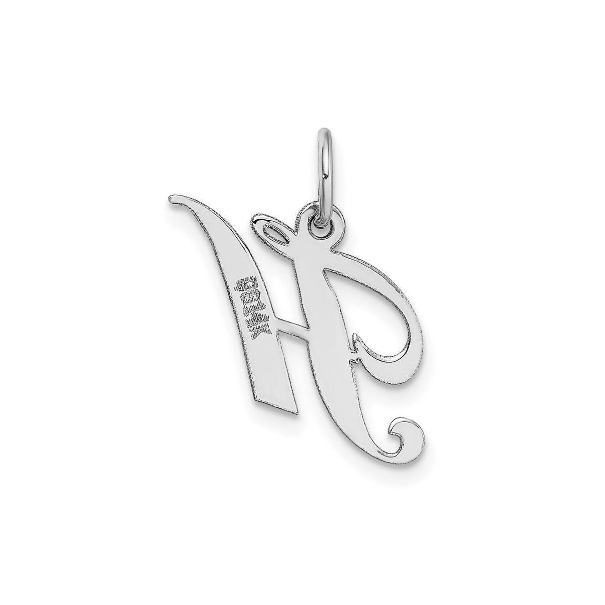 14k White Gold Initial H Pendant, Polished Script Letter Charm for Women