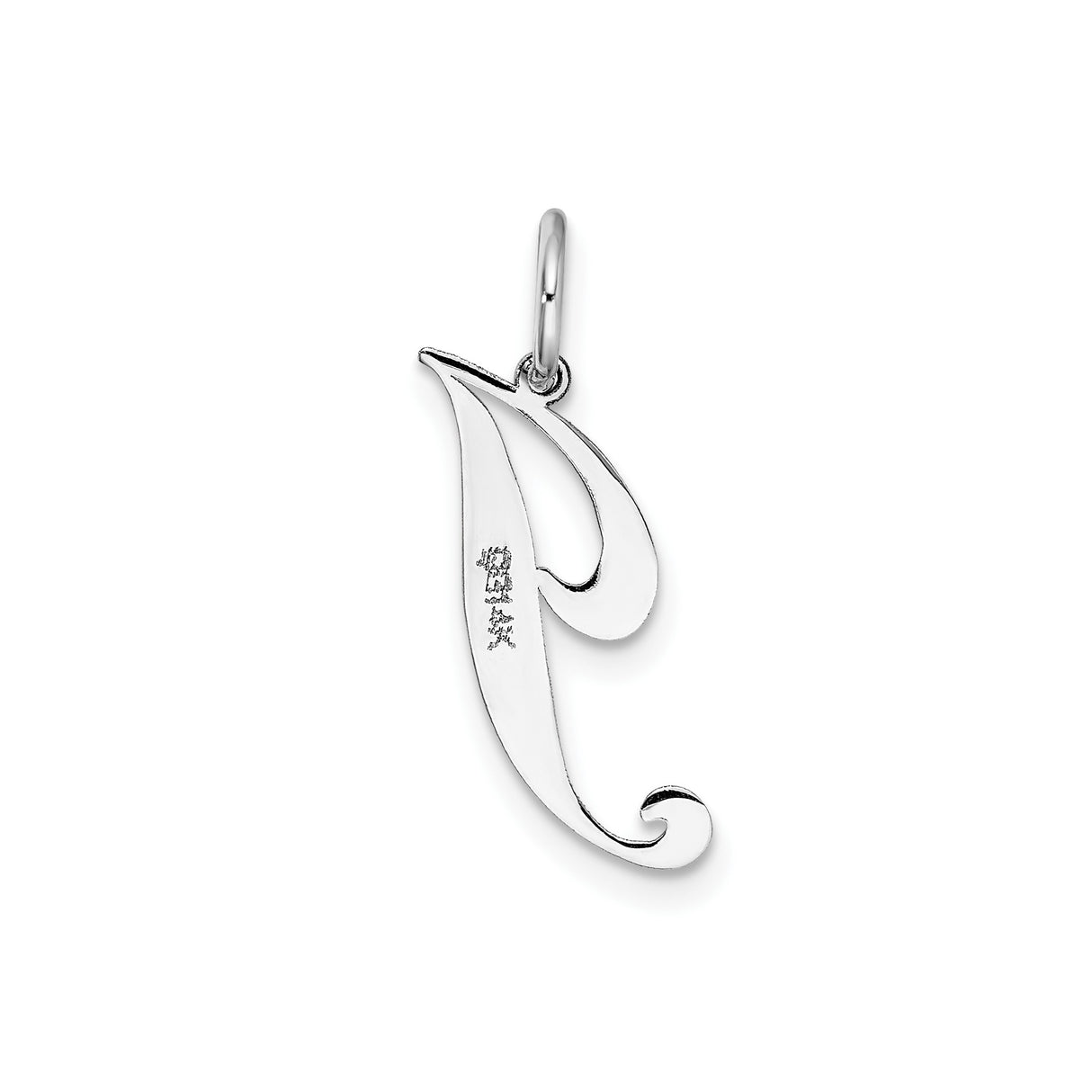 14k White Gold Script Letter J Pendant Charm with Polished Finish for Women