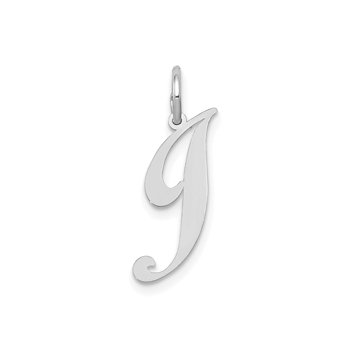 14k White Gold Script Letter J Pendant Charm with Polished Finish for Women