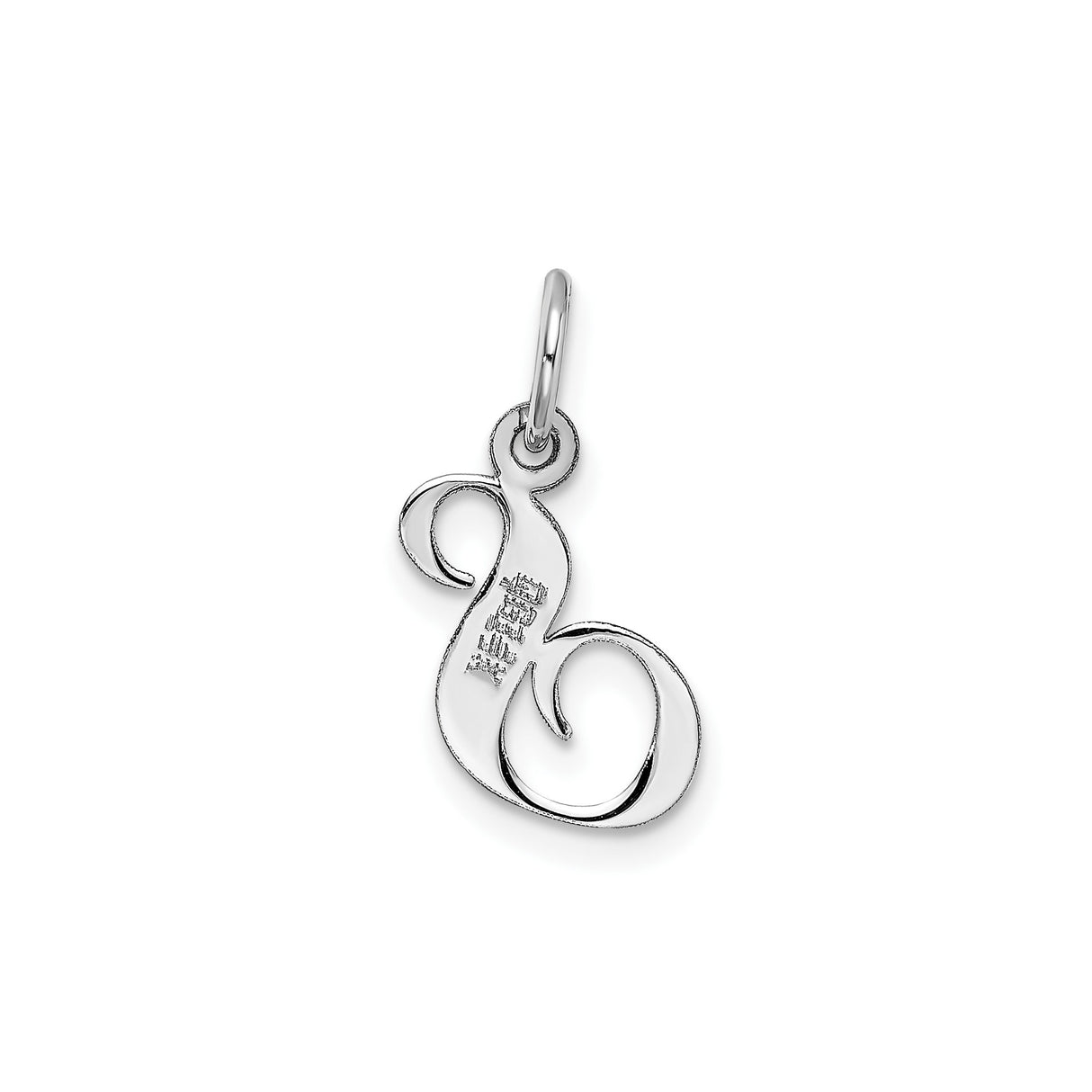 14k White Gold Script Letter S Pendant Charm, Polished Monogram Design for Women
