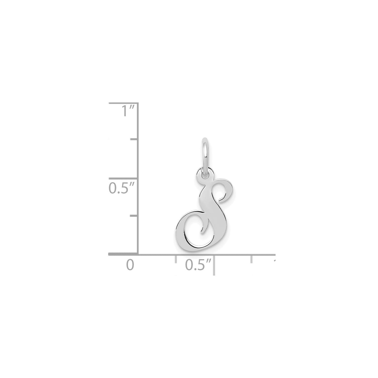 14k White Gold Script Letter S Pendant Charm, Polished Monogram Design for Women