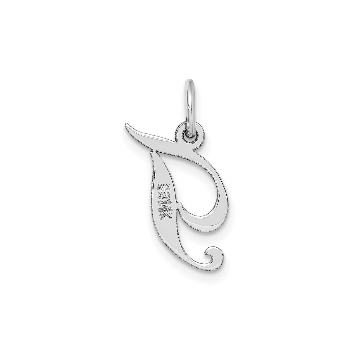 14k White Gold Script Initial J Pendant, Polished Cursive Letter Charm for Women