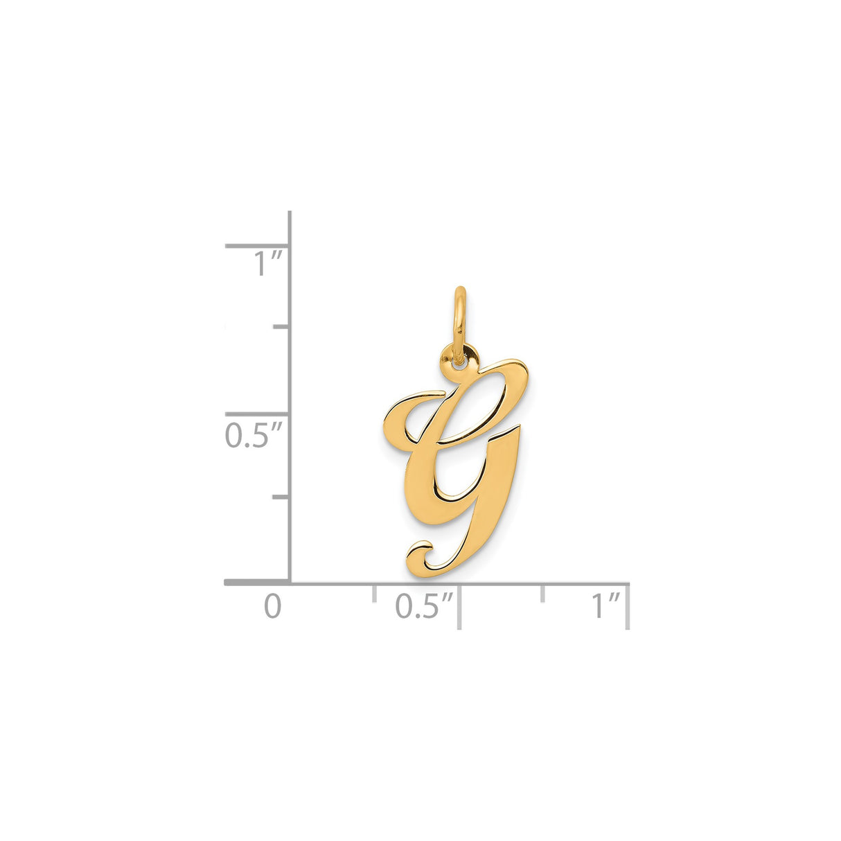 14k Yellow Gold Letter G Pendant, Script Initial Charm, Uppercase Monogram Jewelry for Women
