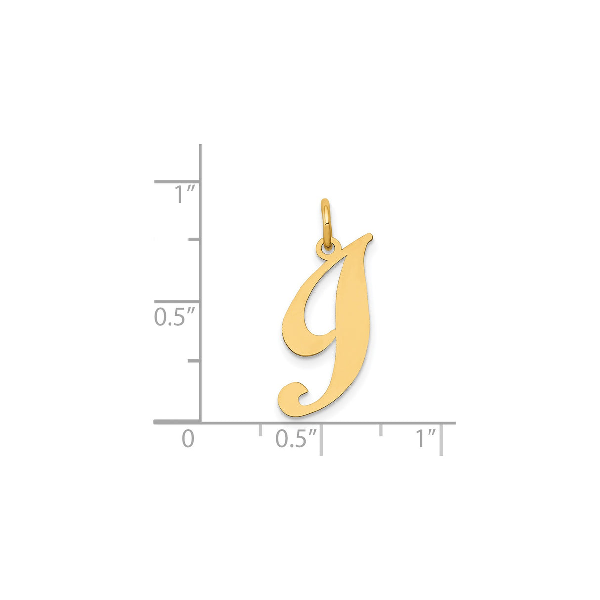 14k Yellow Gold Initial Pendant, Script Letter J Charm in Cursive Alphabet Style for Women