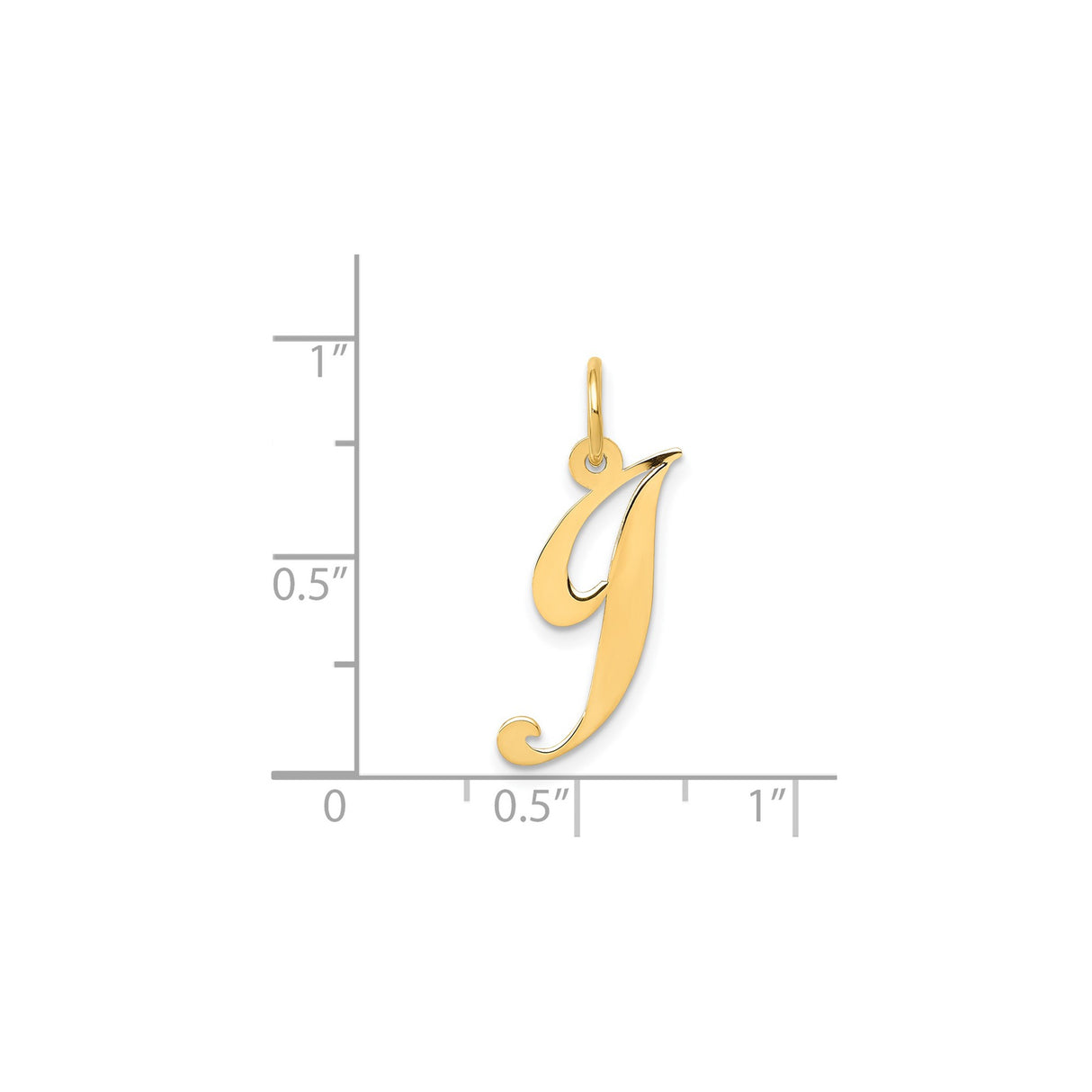 14k Yellow Gold Script Initial J Pendant, Cursive Letter Charm for Women or Unisex Wear