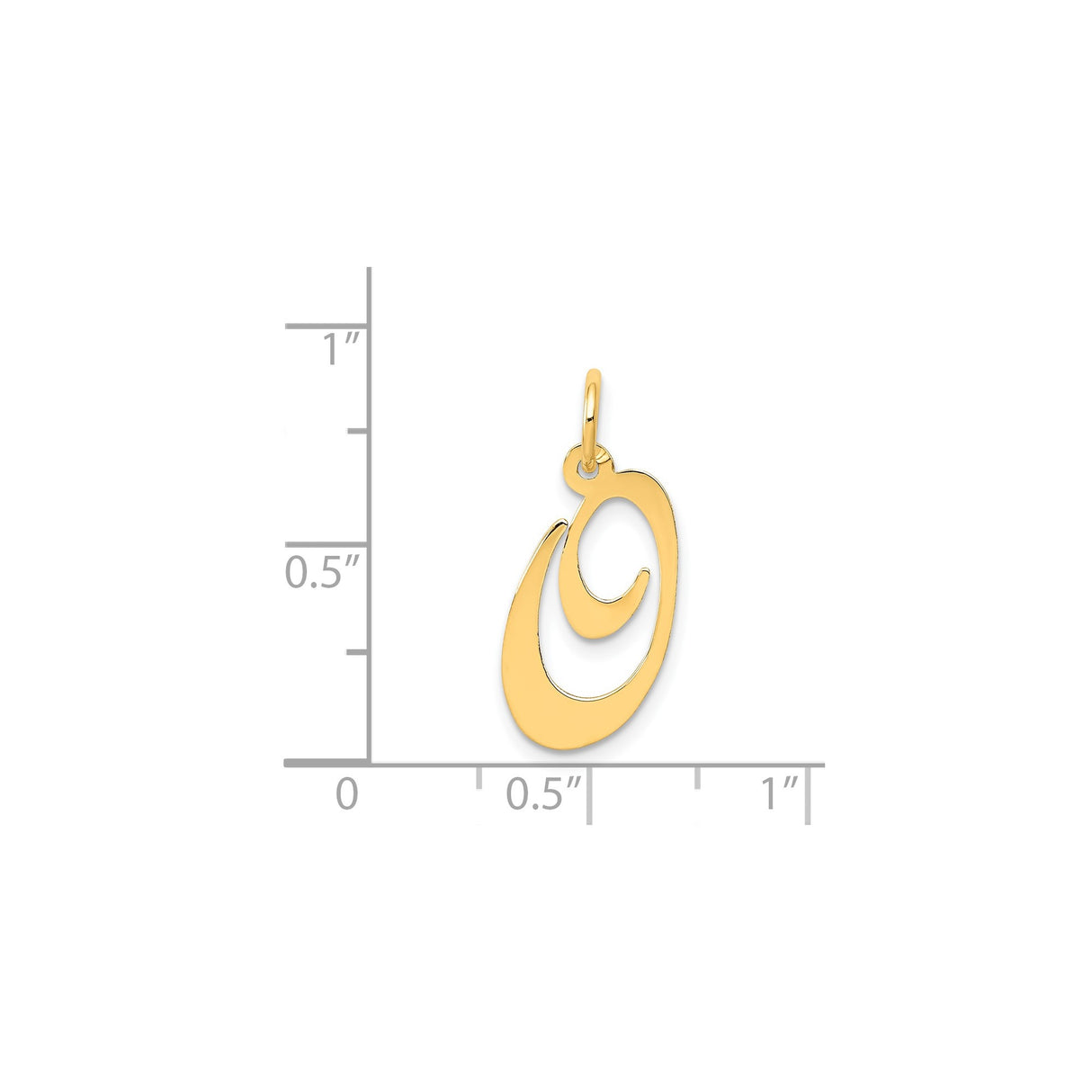 14k Yellow Gold Script Initial J Pendant, Polished Uppercase Letter Charm for Women