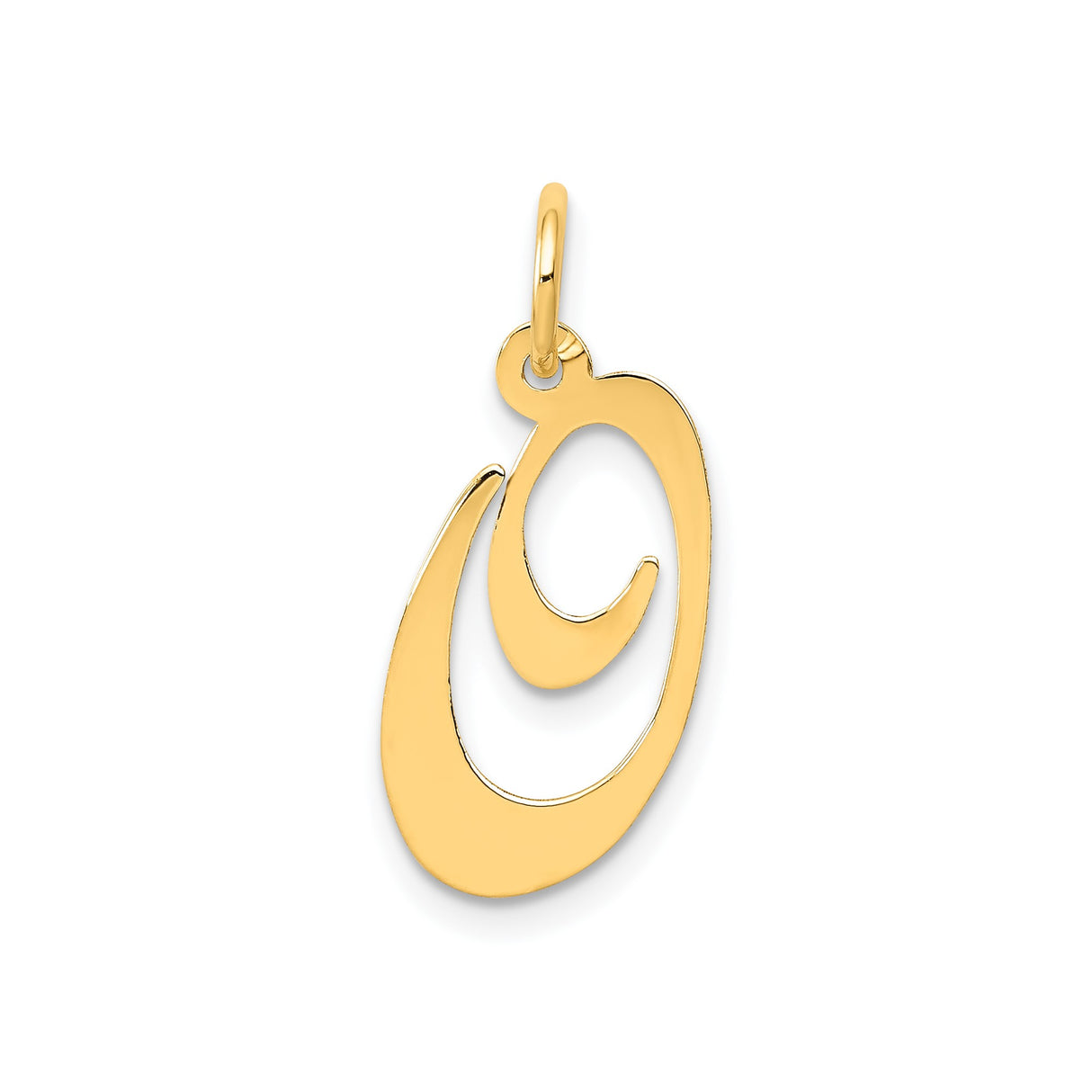 14k Yellow Gold Script Initial J Pendant, Polished Uppercase Letter Charm for Women