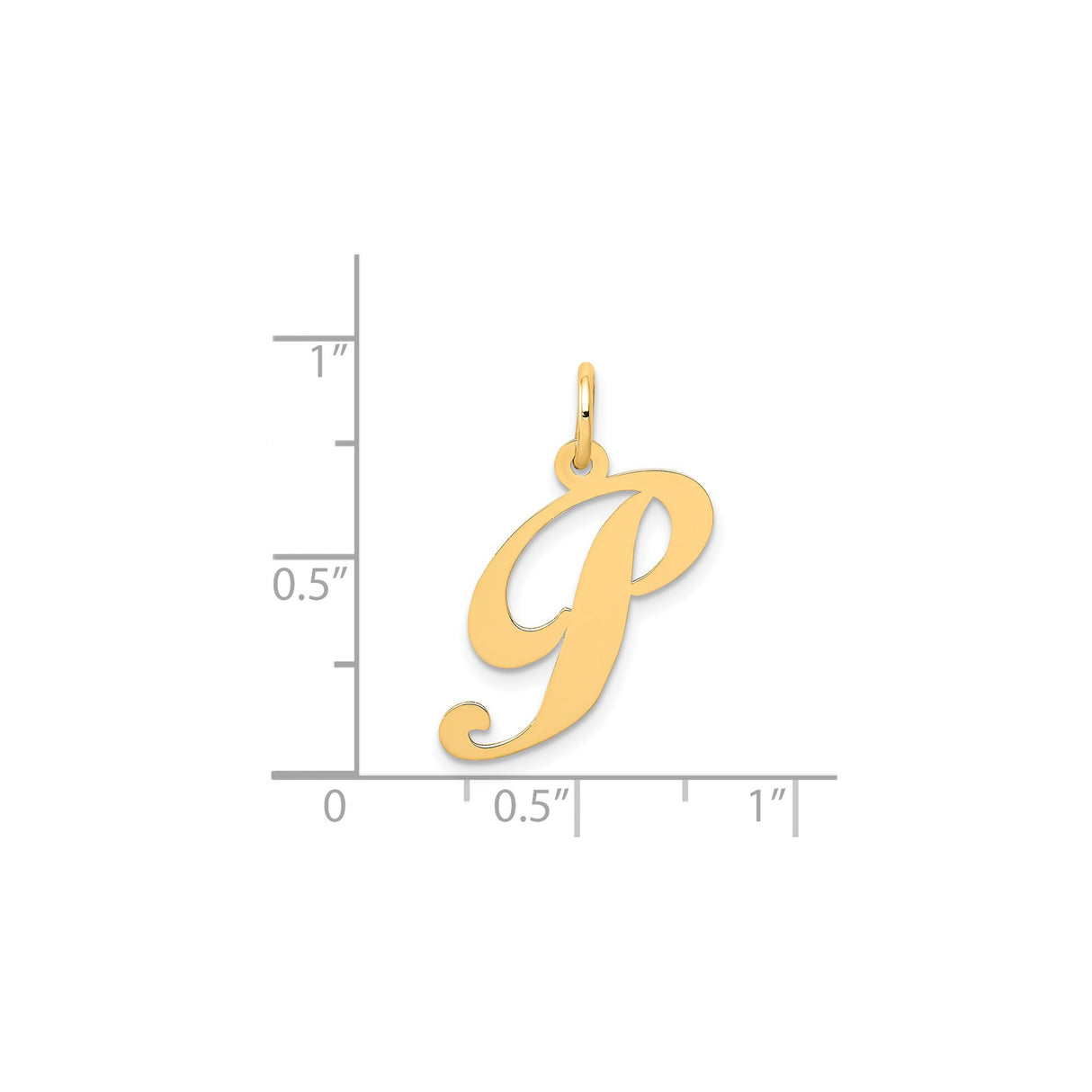 14k Yellow Gold Script Initial P Pendant Charm, Cursive Letter Monogram Jewelry for Women