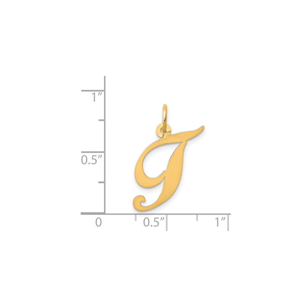 14k Yellow Gold Script Letter J Pendant Charm, Polished Uppercase Monogram Jewelry for Women