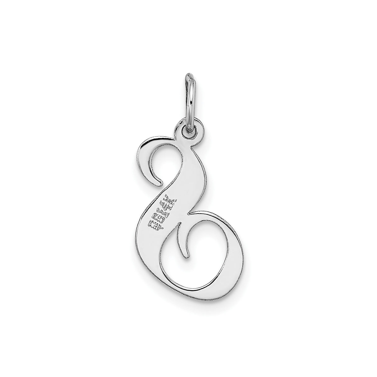 14k White Gold Script Letter S Pendant, Polished Initial Charm for Women