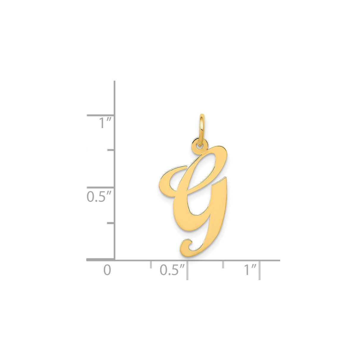 14k Yellow Gold Script Initial G Pendant, Polished Cursive Letter Charm for Women