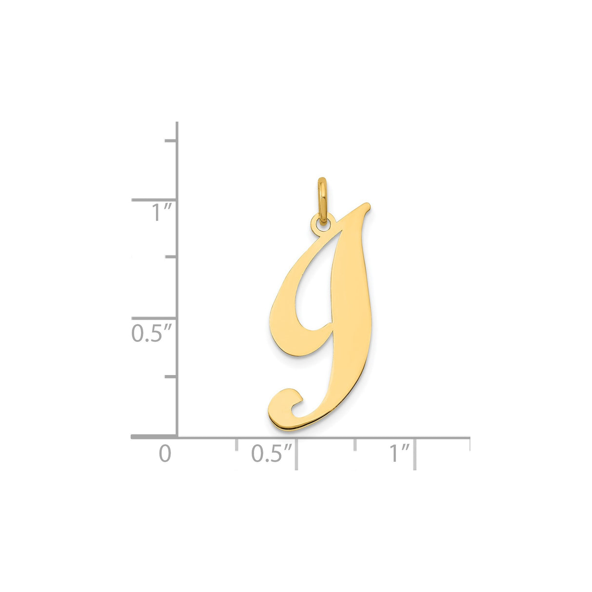14k Yellow Gold Script Initial J Pendant, Polished Letter Charm for Women