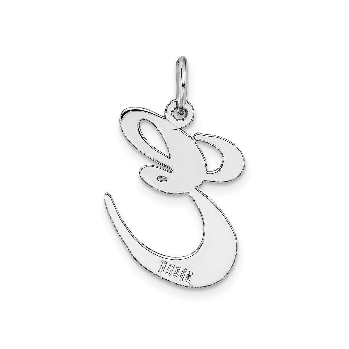 14k White Gold Initial E Pendant, Polished Script Letter Charm for Women