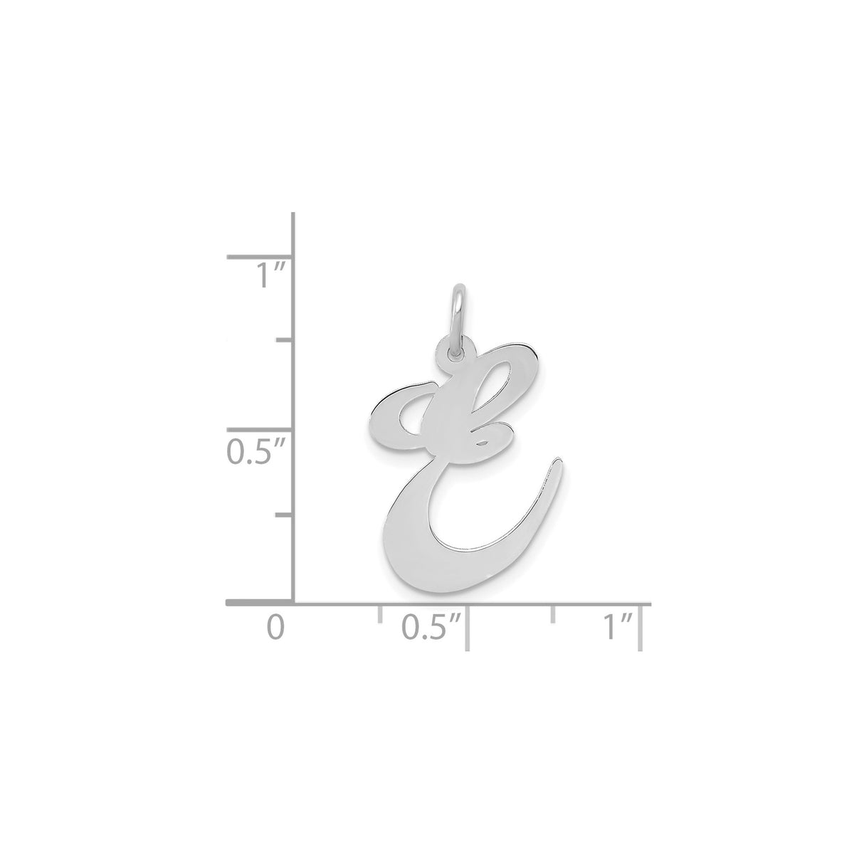 14k White Gold Initial E Pendant, Polished Script Letter Charm for Women