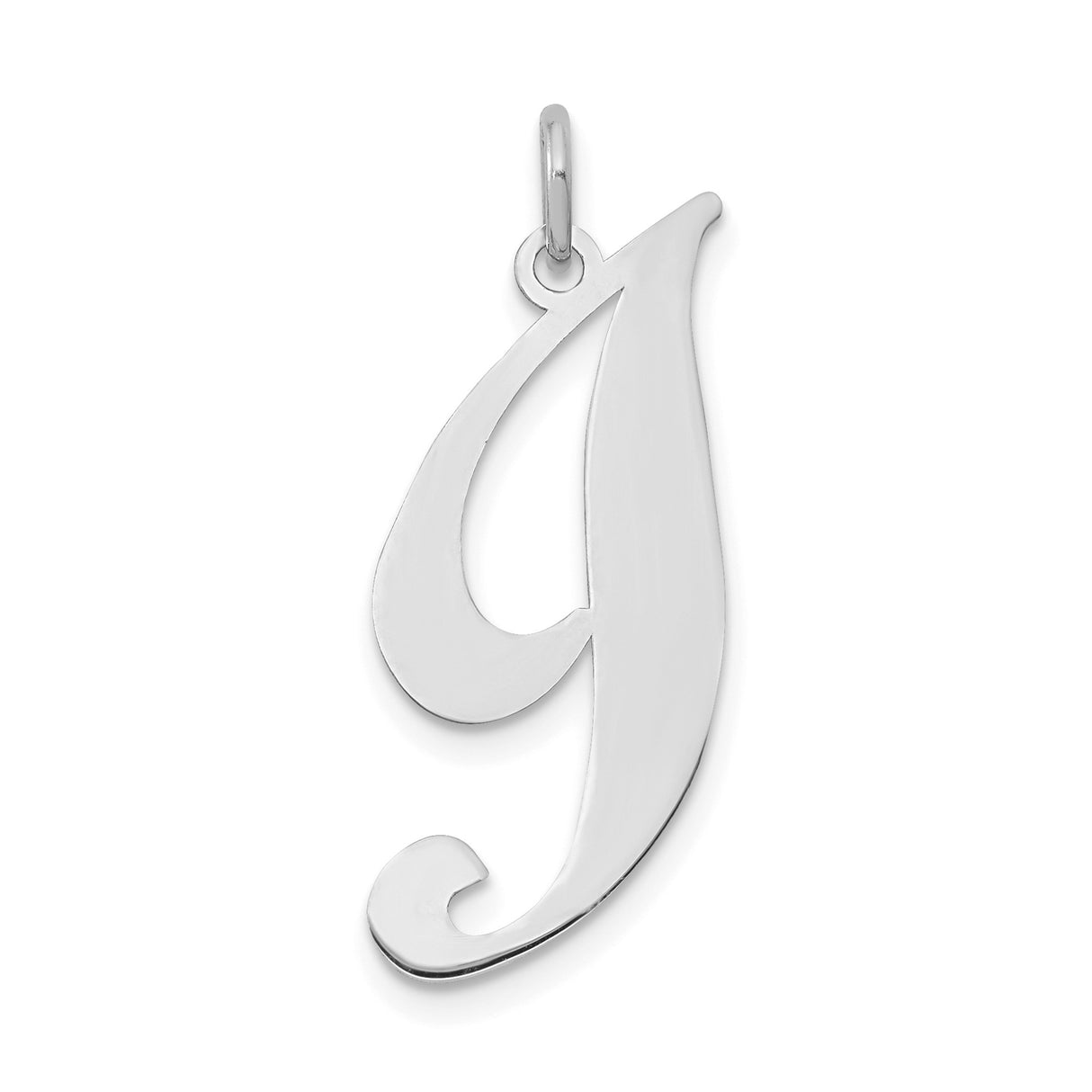 14k White Gold Initial J Pendant, Script Letter Charm for Necklace or Bracelet