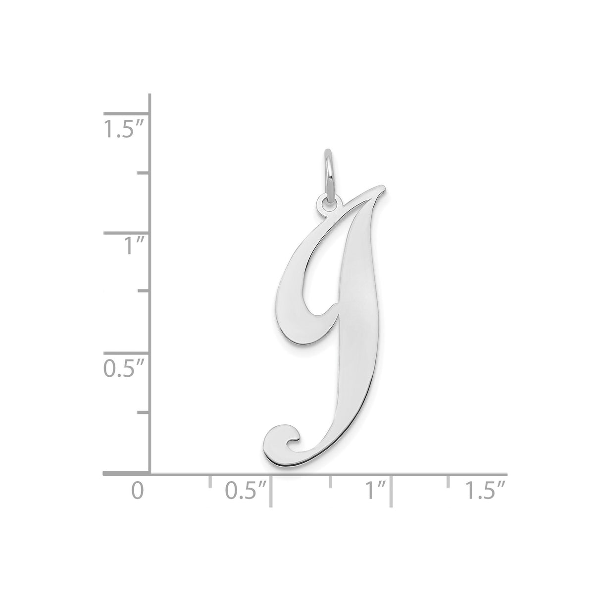 14k White Gold Script Initial J Pendant, Polished Letter Charm for Women
