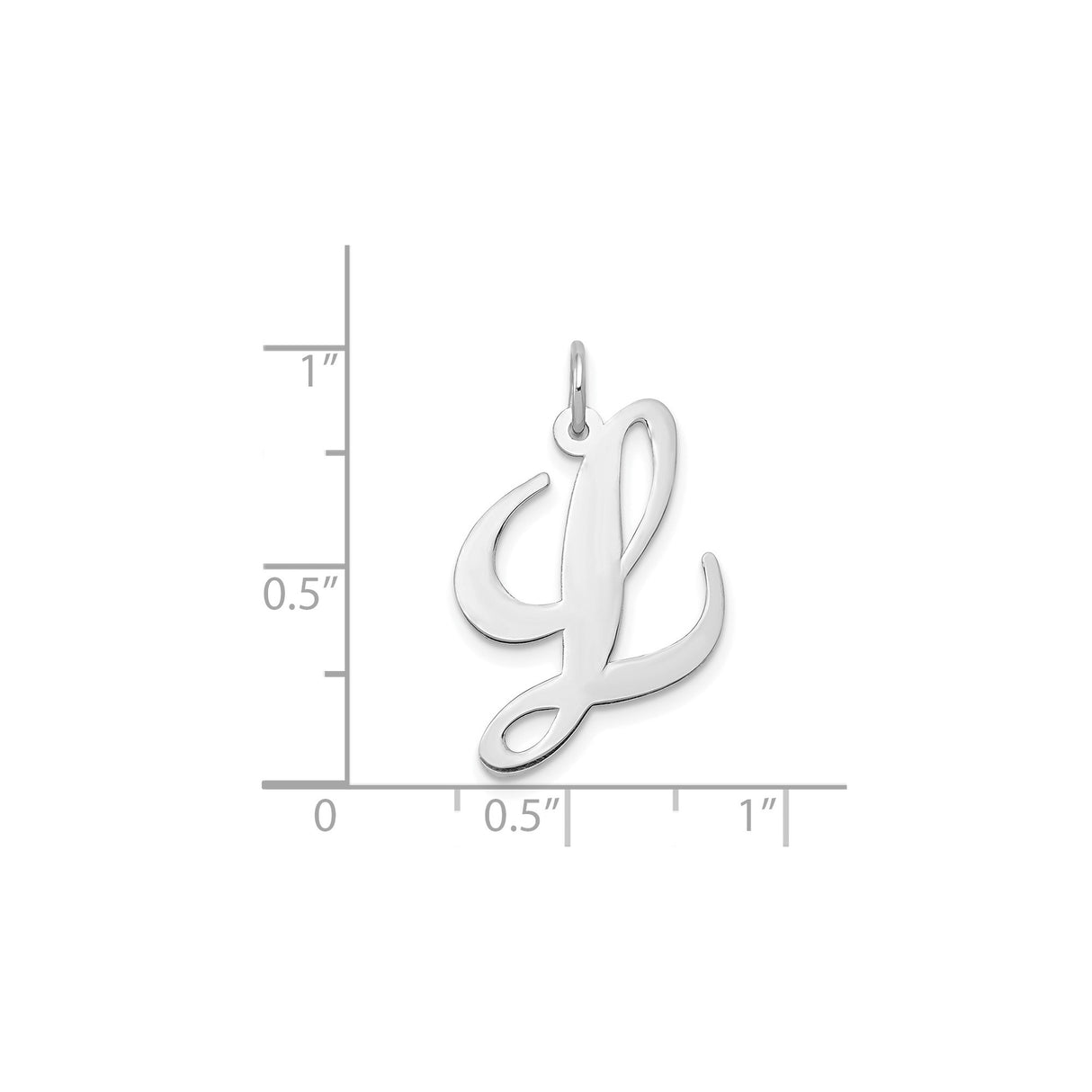 14k White Gold Script Initial J Pendant, Polished Cursive Alphabet Charm for Women