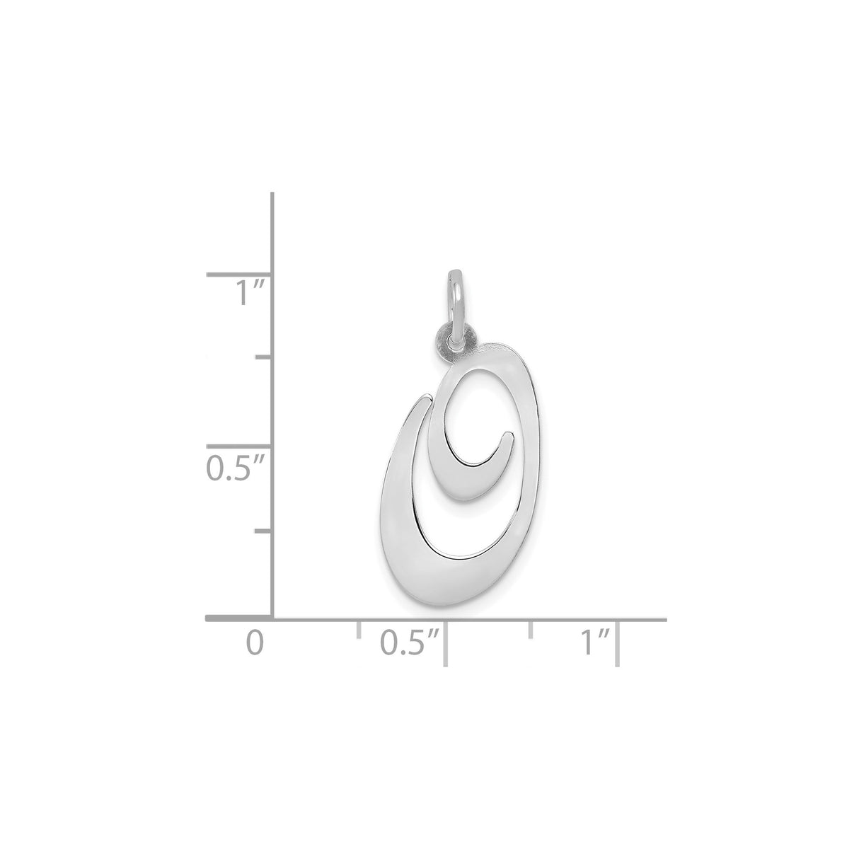 14k White Gold Swirl Pendant, Modern Sculptural Minimalist Design for Women