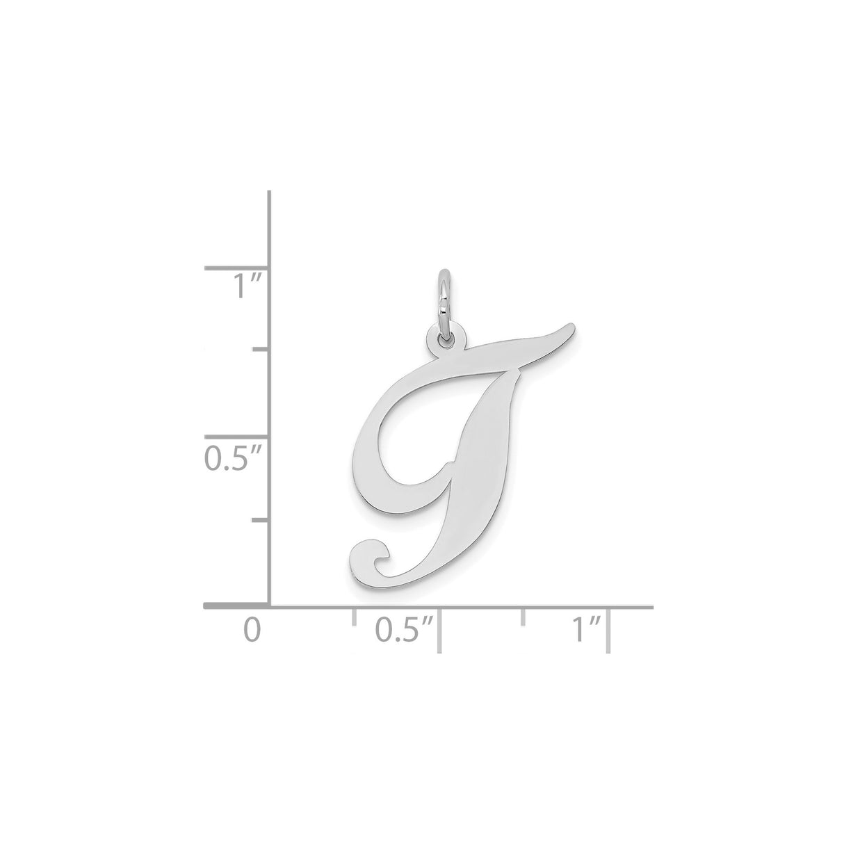 14k White Gold Script Letter J Pendant, Polished Initial Charm for Women