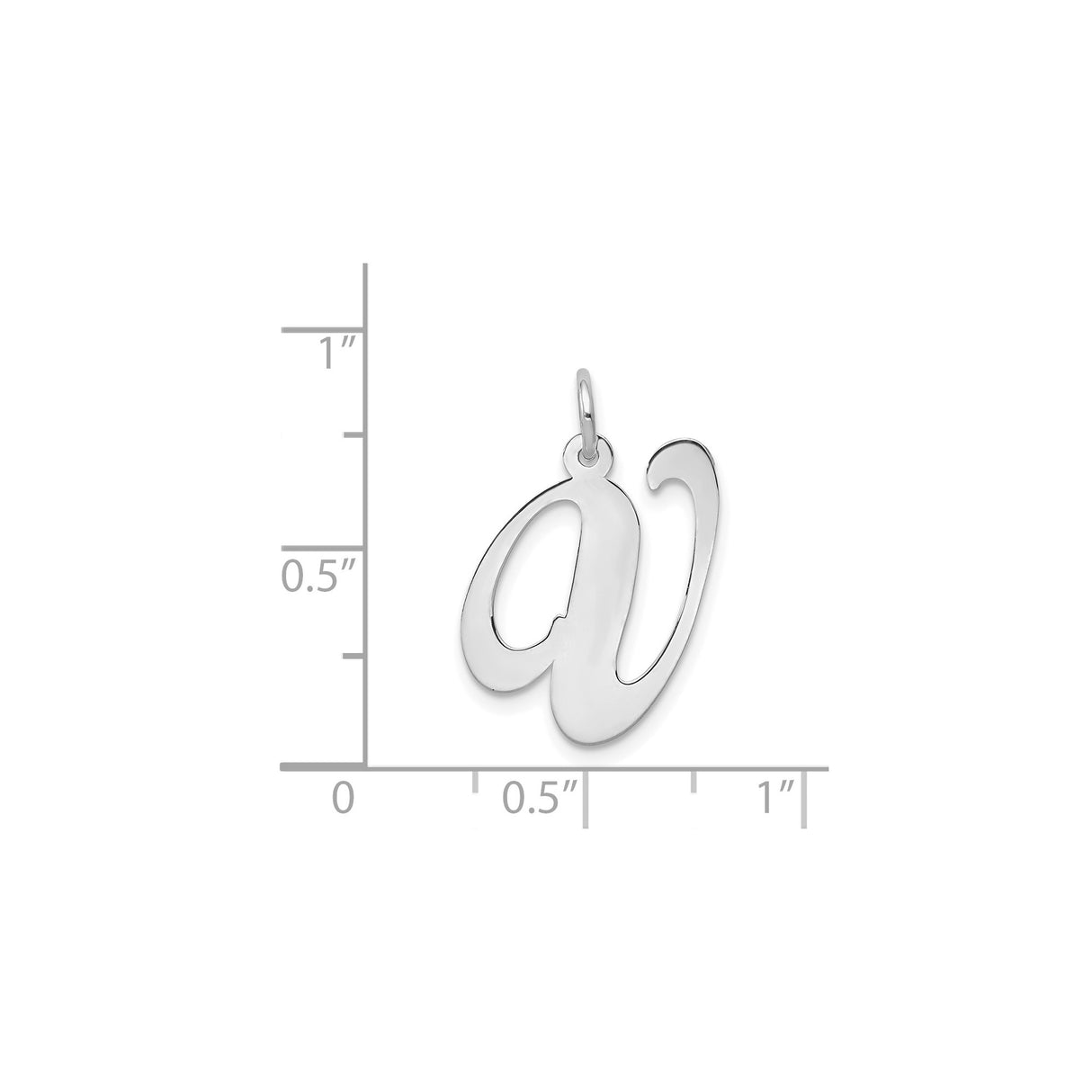 14k White Gold Initial Pendant, Polished Cursive Letter A Monogram Charm for Women
