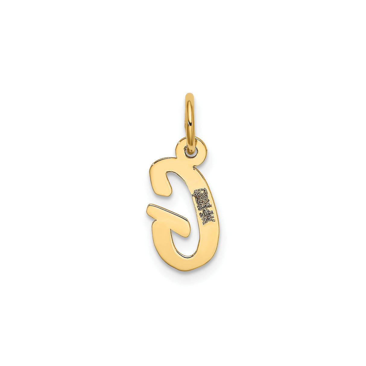14k Yellow Gold Pendant Charm, Script Uppercase Letter G, Polished Initial Jewelry