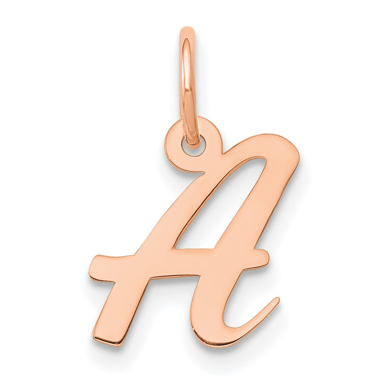 14k Rose Gold Script Letter A Pendant Charm, Cursive Initial Monogram Jewelry for Women