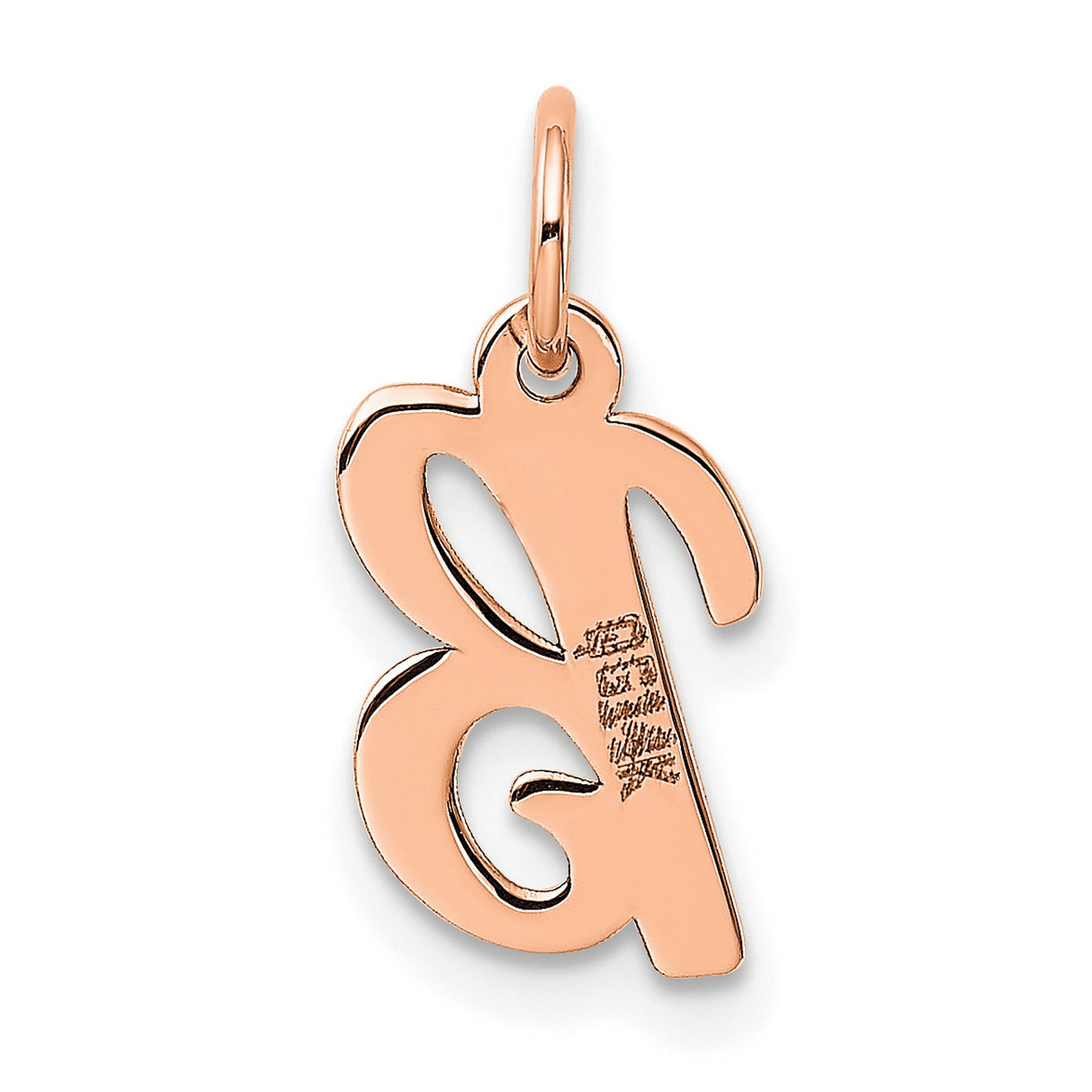 14k Rose Gold Initial B Pendant Charm, Script Letter Design for Women