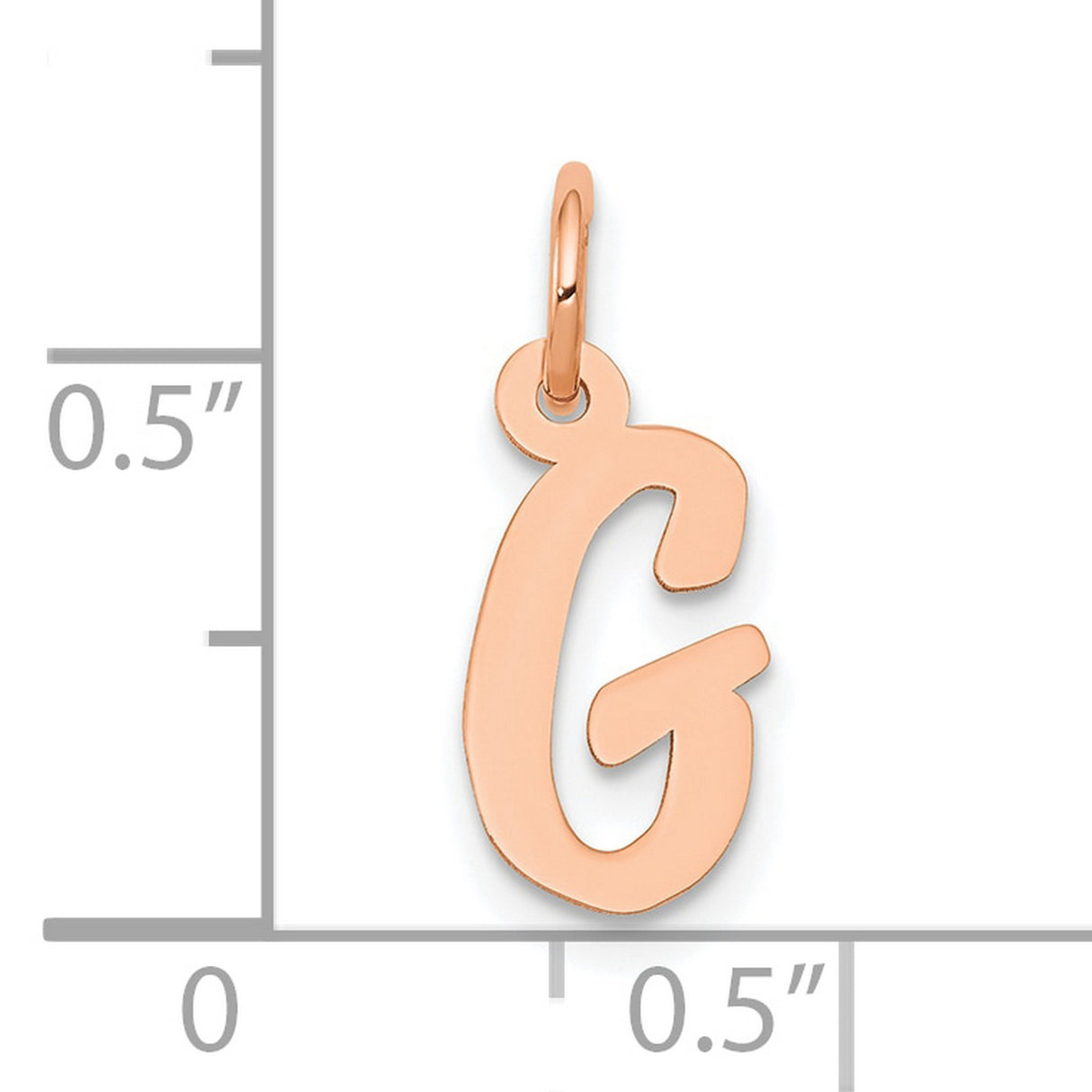 14k Rose Gold Initial G Pendant, Polished Script Letter Charm for Necklace or Bracelet
