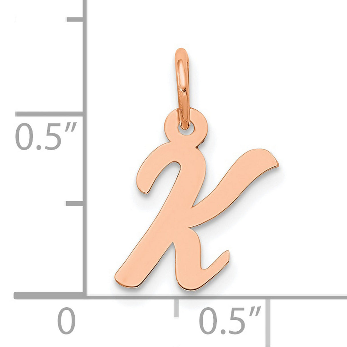 14k Rose Gold Initial Pendant Charm, Cursive Letter K Monogram Jewelry for Women