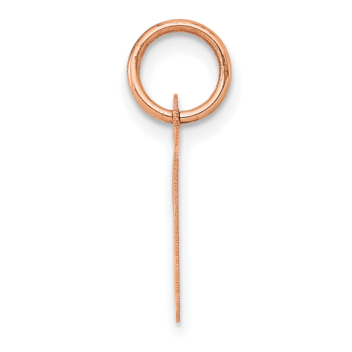 14k Rose Gold Script Initial Pendant Charm, Cursive Letter J, Polished Finish