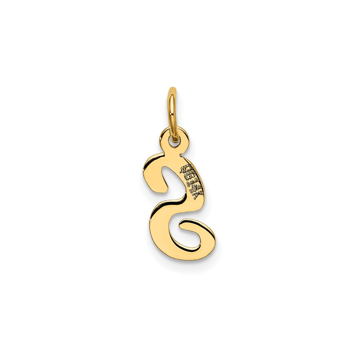 14k Yellow Gold Letter S Pendant Charm, Uppercase Script Initial Jewelry for Necklace or Bracelet