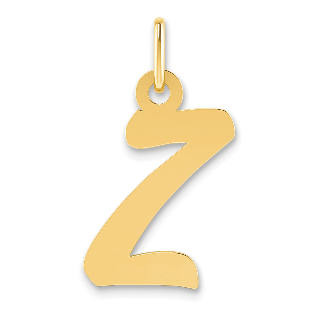 14k Yellow Gold Initial Z Pendant Charm, Script Letter Monogram Jewelry for Women or Unisex