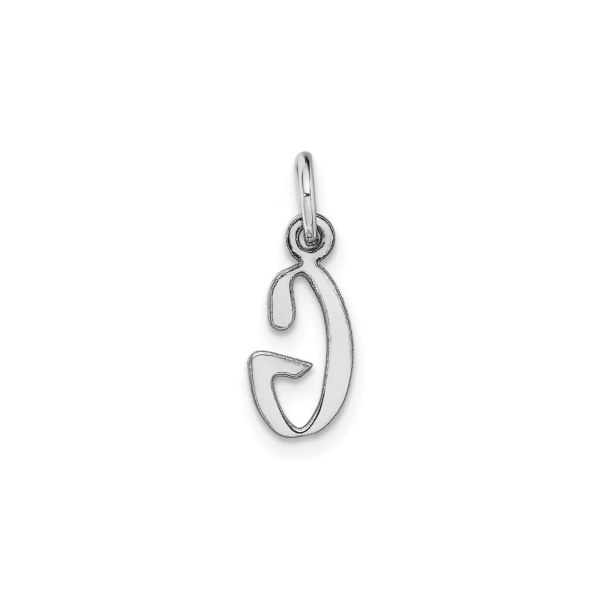 14k White Gold Script G Initial Pendant, Polished Uppercase Letter Charm for Women or Unisex Wear