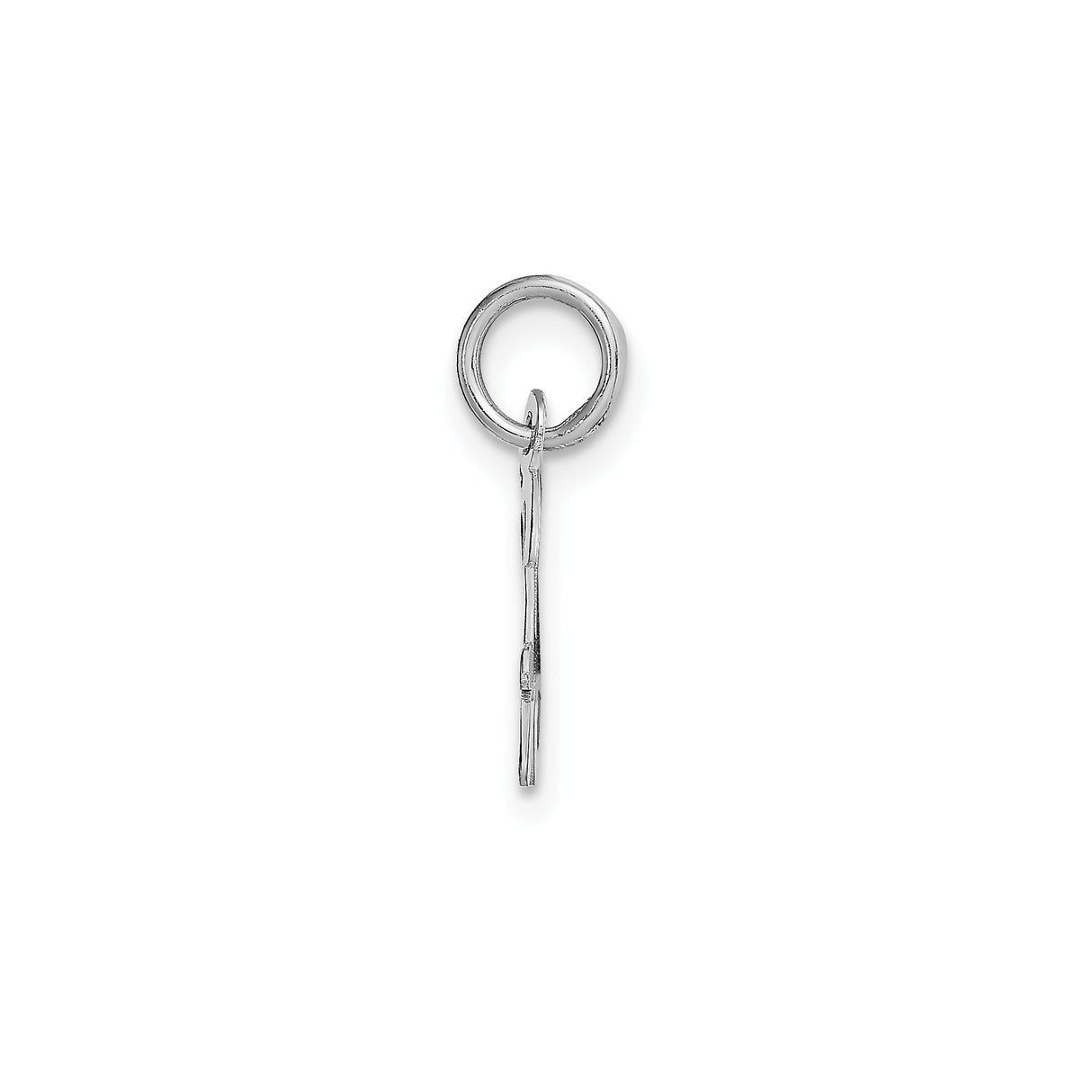 14k White Gold Pisces Zodiac Pendant, Cursive Style Symbol, Polished Script Design
