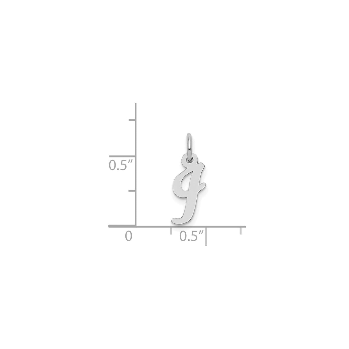 14k White Gold Script Initial J Pendant, Polished Cursive Letter Charm for Women