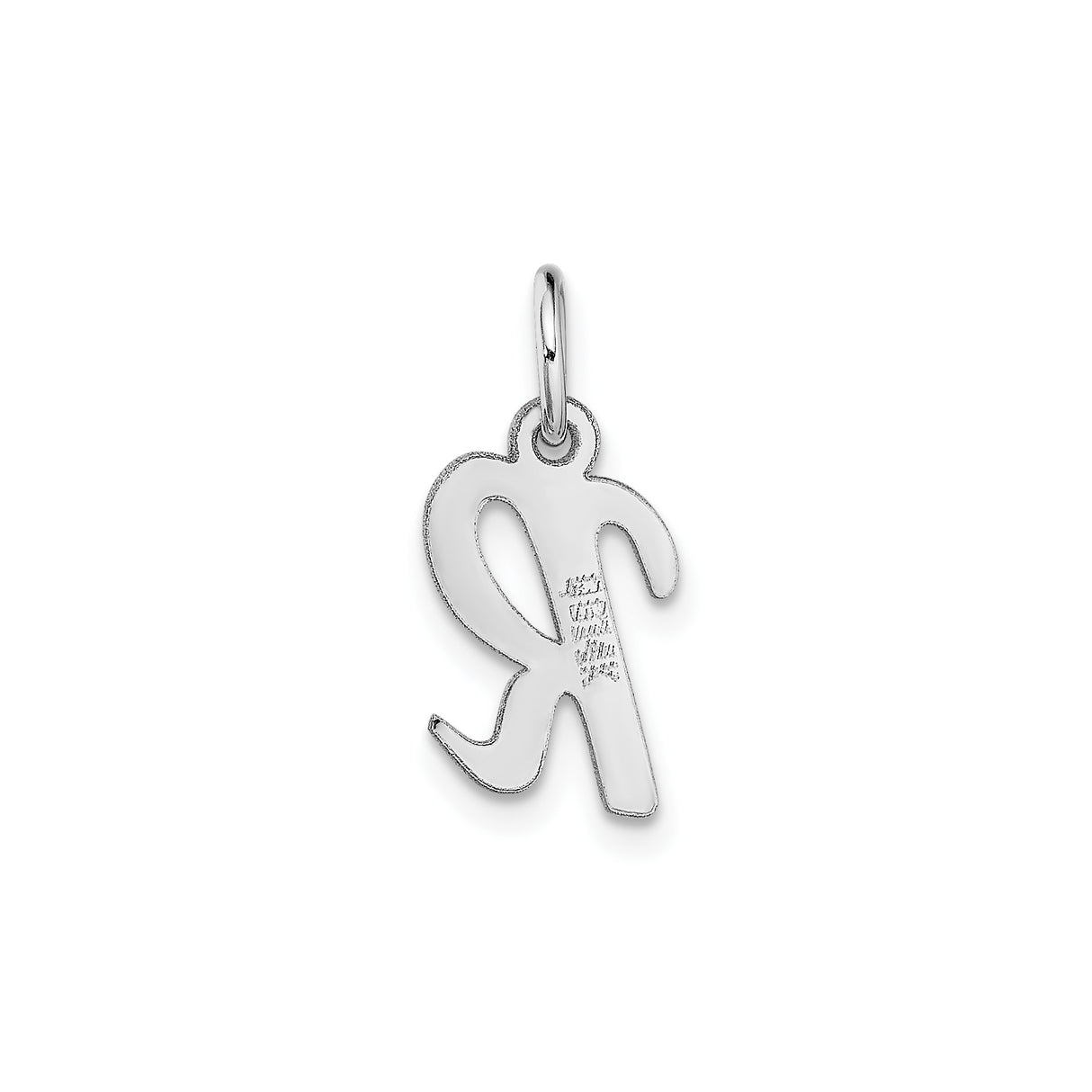 14k White Gold Initial R Pendant, Script Letter Charm in Polished Finish for Women