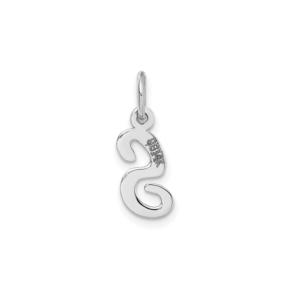 14k White Gold Letter S Pendant Charm, Polished Script Initial Jewelry for Women