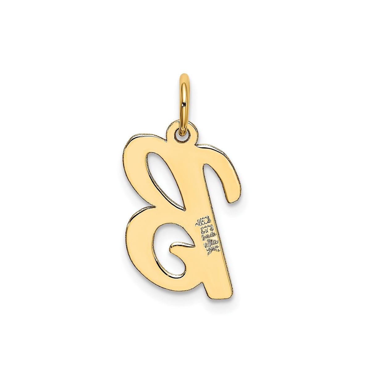 14k Yellow Gold Script Letter B Pendant, Polished Initial Charm, Dainty Monogram Design