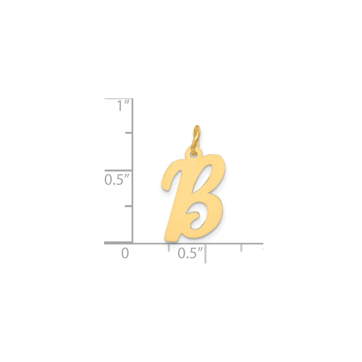 14k Yellow Gold Script Letter B Pendant, Polished Initial Charm, Dainty Monogram Design