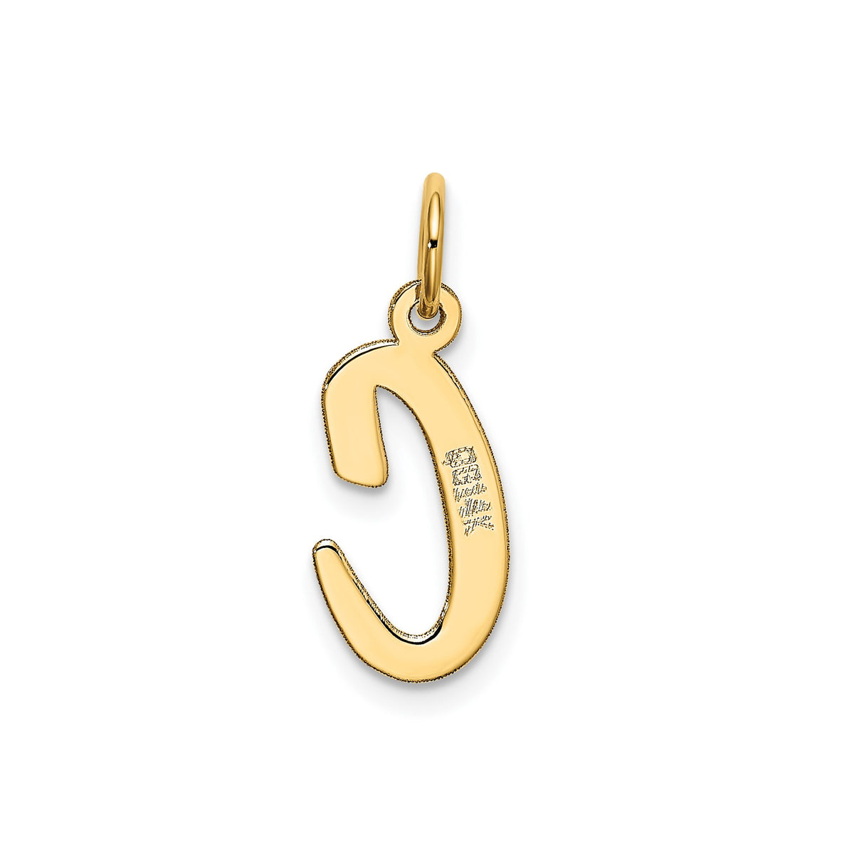 14k Yellow Gold Script Letter C Pendant Charm, Polished Initial Monogram Jewelry for Women