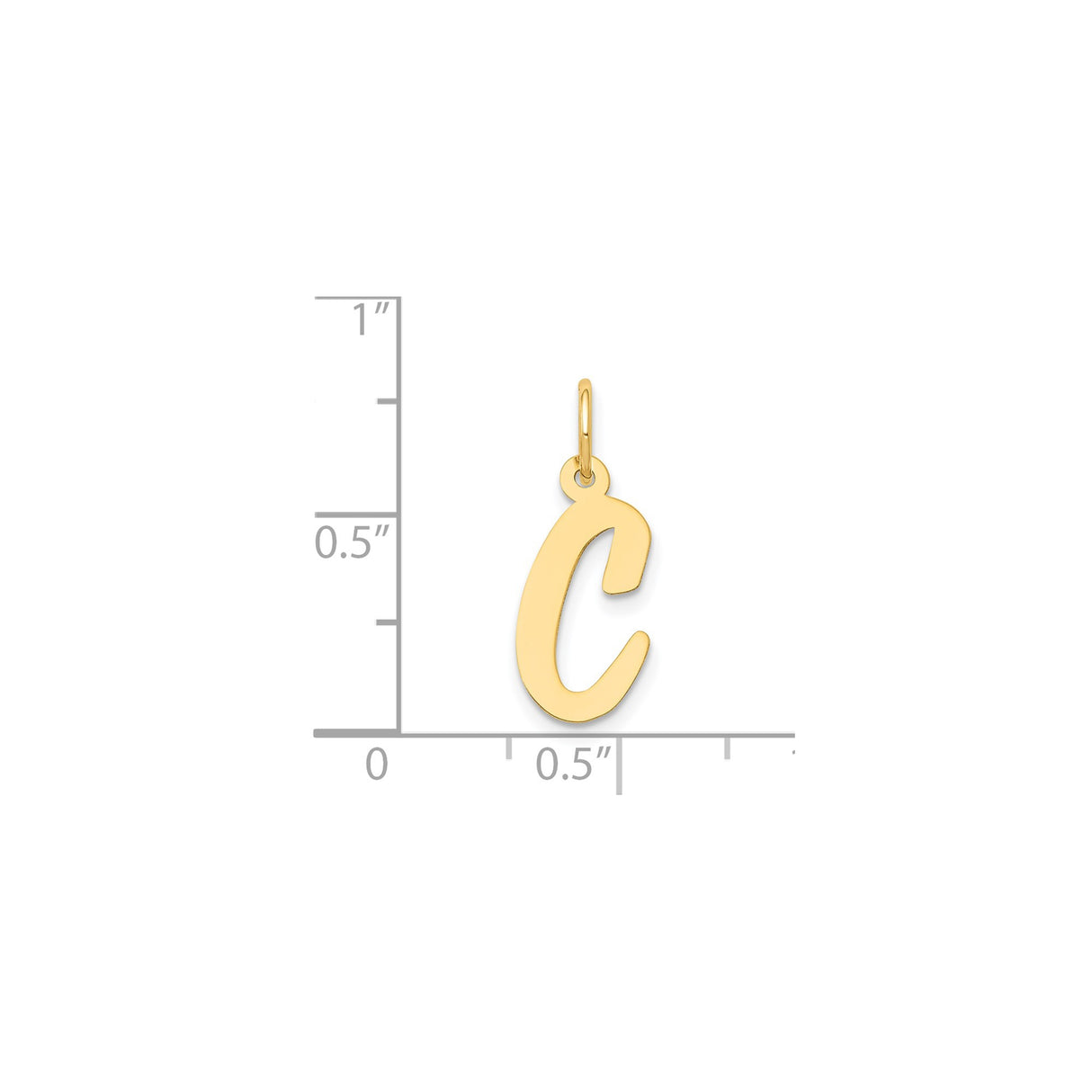 14k Yellow Gold Script Letter C Pendant Charm, Polished Initial Monogram Jewelry for Women